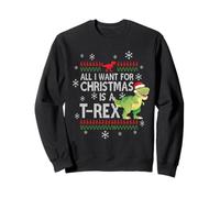 Todo lo Que Quiero para Navidad es un Lindo Dinosaurio T-Rex Sudadera