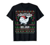 Todo lo Que Quiero para Navidad es un suéter Feo de Navidad con Forma de Ballena Beluga Camiseta