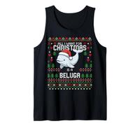Todo lo Que Quiero para Navidad es un suéter Feo de Navidad con Forma de Ballena Beluga Camiseta sin Mangas