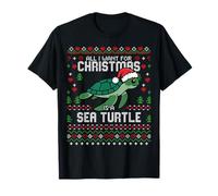 Todo lo Que Quiero para Navidad es un suéter Feo de Navidad con Forma de Tortuga Marina Camiseta