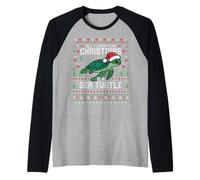 Todo lo Que Quiero para Navidad es un suéter Feo de Navidad con Forma de Tortuga Marina Camiseta Manga Raglan