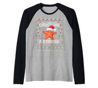 Todo lo Que Quiero para Navidad es un suéter navideño Feo con Forma de Estrella de mar Camiseta Manga Raglan