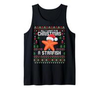Todo lo Que Quiero para Navidad es un suéter navideño Feo con Forma de Estrella de mar Camiseta sin Mangas