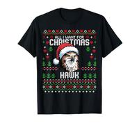 Todo lo Que Quiero para Navidad es un suéter navideño Feo con Forma de halcón Camiseta