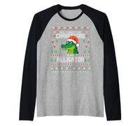 Todo lo Que Quiero para Navidad es un suéter navideño Feo de cocodrilo Camiseta Manga Raglan