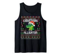 Todo lo Que Quiero para Navidad es un suéter navideño Feo de cocodrilo Camiseta sin Mangas