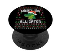 Todo lo Que Quiero para Navidad es un suéter navideño Feo de cocodrilo PopSockets PopGrip Adhesivo