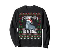 Todo lo Que Quiero para Navidad es un suéter navideño Feo de Foca Sudadera