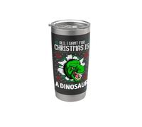 Todo lo que quiero para Navidad es una divertida mordedura de T. Rex para Navidad Vaso térmico de acero inoxidable de doble pared