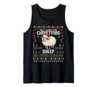 Todo lo Que Quiero para Navidad es una Oveja, suéter de Navidad Feo, ovejas Camiseta sin Mangas