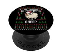 Todo lo Que Quiero para Navidad es una Oveja, suéter de Navidad Feo, ovejas PopSockets PopGrip Adhesivo