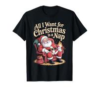 Todo lo Que Quiero para Navidad es una Siesta, Divertido diseño de Papá Noel Camiseta
