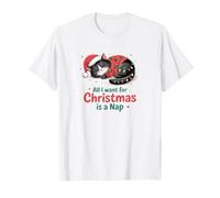 Todo lo Que Quiero para Navidad es una Siesta Lindo Gatito Camiseta