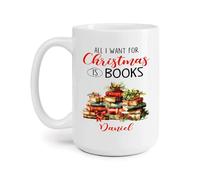 Todo Lo Que Quiero Para Navidad Son Libros Tazas De Regalo Novedad Tazón Graciosa Tazón De Café Regalos Divertidos Para Familiares Amigos Colegas 330Ml