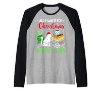 Todo lo Que Quiero para Navidad Son Libros y Gatos, Lindas y acogedoras Vacaciones Camiseta Manga Raglan
