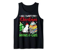 Todo lo Que Quiero para Navidad Son Libros y Gatos, Lindas y acogedoras Vacaciones Camiseta sin Mangas
