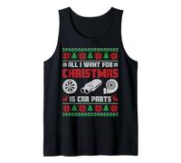 Todo lo Que Quiero para Navidad Son más Piezas de Coche, suéter Feo para Navidad Camiseta sin Mangas