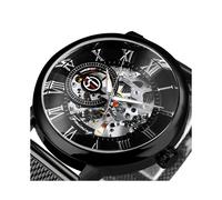 (TODO NEGRO) Relojes mecánicos automáticos de la mejor marca Forsining para hombres y mujeres, moda