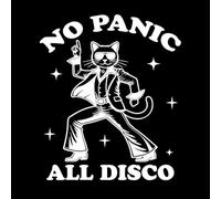 Todo pánico sin discoteca gato hilarante tipografía gracioso animal gato vintage Pegatinas artísticas de vinilo 65.6x77cm Personalización personalizada Blanco