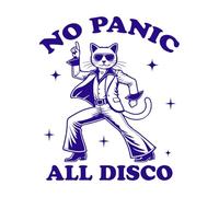 Todo pánico sin discoteca gato hilarante tipografía gracioso animal gato vintage Pegatinas artísticas de vinilo 65.6x77cm Cultura del tatuaje Azul oscuro