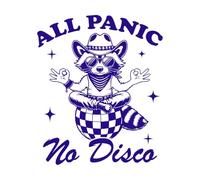 Todo pánico sin discoteca mapache tipografía hilarante animal gracioso mapache vintage Calcomanías de pared de vinilo 65.6x78.2cm Autoadhesivo Azul oscuro