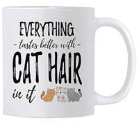 Todo Sabe Mejor Con Pelo De Gato Tazas De Cerámica Con Asa Tazas De Desayuno Divertido Taza De Café Para Cappuccino Escuela Espresso 330Ml