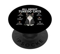 Todo sobre Tuxedo Cats Funny Cat Lover Dueños de Mascotas PopSockets PopGrip Adhesivo