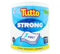 Todo Strong, 1 rollo de papel multiusos extra resistente, 250 tiras, 3 capas, ideal para limpieza y secado, 100% fabricado en Italia