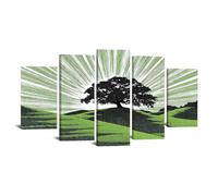 TODOAA 5 Piezas Arbol Abstracto Lienzo Nórdico Cuadros Imagen del árbol blanco y negro Cartel HD Impresión de Imagen- Salon baño Comedor dormitorio Decoración de pared（Verde-50x100cm Enmarcado