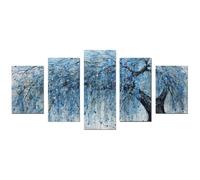 TODOAA 5 Piezas Arbol Abstracto Lienzo Nórdico Cuadros Mural del árbol azul con grafitis Cartel HD Impresión de Imagen- Salon baño Comedor dormitorio Decoración de pared（Azul-120x250cm Sin marco