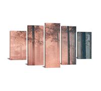 TODOAA 5 Piezas Cuadros Decoracion Salon Modernos Forest Tree landscape Poster Naturaleza Cuadro,Dormitorios Comedor Oficina Pasillo Cocina Y Baño Decoracion（Rosa-120x250cm Enmarcado