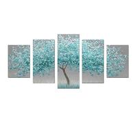 TODOAA 5Pcs Cuadro Árbol Abstracto Modernos Árbol moderno y hermoso Pintura Cartel HD Impresión de Imagen cuadros Salon baño Comedor Decoración de pared（Cyan-75x150cm Sin marco