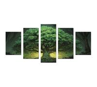 TODOAA 5Pcs Cuadro Árbol Abstracto Modernos Árboles naturales del bosque Pintura Cartel HD Impresión de Imagen cuadros Salon baño Comedor Decoración de pared（Verde-50x100cm Sin marco