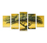 TODOAA 5Pcs Cuadro Árbol Abstracto Modernos Arte del atardecer del árbol natural Pintura Cartel HD Impresión de Imagen cuadros Salon baño Comedor Decoración de pared（Amarillo-75x150cm Sin marco