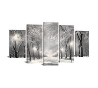 TODOAA 5Pcs Cuadro Árbol Abstracto Modernos Mural del árbol de nieve invernal Pintura Cartel HD Impresión de Imagen cuadros Salon baño Comedor Decoración de pared（Blanco-100x200cm Enmarcado