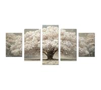 TODOAA 5Pcs Cuadro Árbol Abstracto Modernos Póster del árbol de flores blancas Pintura Cartel HD Impresión de Imagen cuadros Salon baño Comedor Decoración de pared（Blanco-75x150cm Sin marco