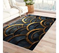 TODOAA Alfombra Dormitorio Adolescente Patrón geométrico Dorado Niño Sala de Estar Alfombras Antideslizante Suaves Franela Carpets para Cocina, Salón(azul-150x210cm