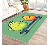 TODOAA Alfombra Moderna y Suave para Niños a Pelo Corto Lindo patrón de Fruit Boys Lavable Antideslizante Fácil de Limpiar,para Habitación, Cocina, Suave para Salón(verde-60x90cm