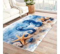 TODOAA Alfombra Moderna y Suave para Salón a Pelo Corto Divertidas Conchas de Animales de Playa Lavable Antideslizante Fácil de Limpiar,para Habitación, Cocina, Suave para Salón（azul-60x90cm