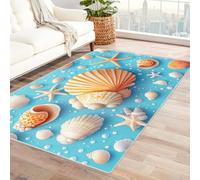 TODOAA Alfombra Vintage Salon Grande Pelo Corto Conchas de Colores de Playa Habitacion Cocina - Alfombras Estilo Boho y Oriental -Antideslizantes y Lavable（Amarillo-120x150cm