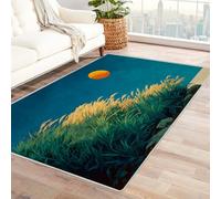TODOAA Alfombra Vintage Salon Grande Pelo Corto Paisaje Natural Puesta de Sol Habitacion Cocina - Alfombras Estilo Boho y Oriental -Antideslizantes y Lavable（azul-120x150cm