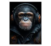 TODOAA Animal abstracto baño Arte de la pared cuadros Cartel divertido de música animal Moderno Pared Arte Cartel para Sala de Estar decoración del hogar（naranja-40x60cm Sin marco