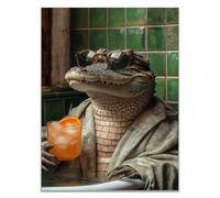 TODOAA Animal abstracto baño Arte de la pared cuadros Copa de vino animal divertida Moderno Pared Arte Cartel para Sala de Estar decoración del hogar（naranja-40x60cm Sin marco