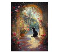 TODOAA Animal abstracto baño Arte de la pared cuadros Mural de Flores de Animales Moderno Pared Arte Cartel para Sala de Estar decoración del hogar（negro-50x70cm Sin marco