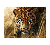 TODOAA Animal Cuadro en Lienzo Leopardo del bosque natural cuadro vintage, póster para decoración del hogar para cuarto de baño salón cuadro de pared moderno（Brown-60x90cm Sin marco
