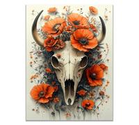 TODOAA Animales Naturaleza Del Safari Africano Laminas Decorativas Flores de Animales Calavera Salon Modernos NiñO, NiñA - Decoracion Para Cuarto Cuadros（Naranja-80x120cm Sin marco