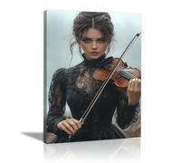 TODOAA Blanco Y Negro Abstracto Cuadros Guitarra de música de chica hermosa Decoracion Salon Modernos, Salón Comedor Oficina Pintura Lienzos decorativos Cuadros（negro-40x60cm Enmarcado