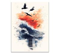 TODOAA Blanco Y Negro Abstracto Cuadros Música abstracta Animales marinos Baño imágenes estéticas,decoración de pared bohemia para salón o dormitorio（negro-20x30cm Sin marco