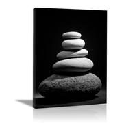TODOAA Cuadro Abstracto Lienzo Cartel minimalista de piedra blanco y negro Cuadros Decoracion Salon Lienzo, Dormitorios Para Comedor Pasillo Cocina Y Baño-50x70cm Enmarcado