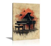 TODOAA Cuadro Abstracto Lienzo Graffiti Música Retro blanco y negro Cuadros Decoracion Salon Lienzo, Dormitorios Para Comedor Pasillo Cocina Y Baño（negro-30x40cm Enmarcado